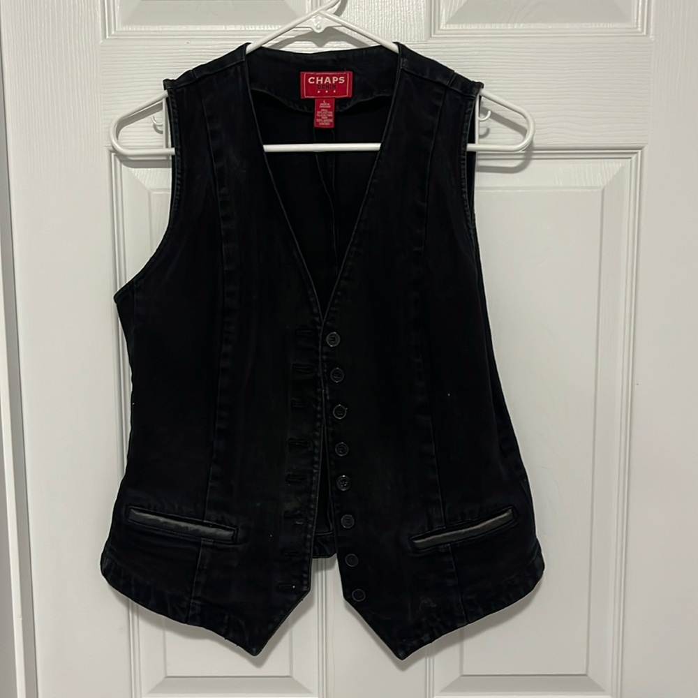 Chaps Black Denim Vest